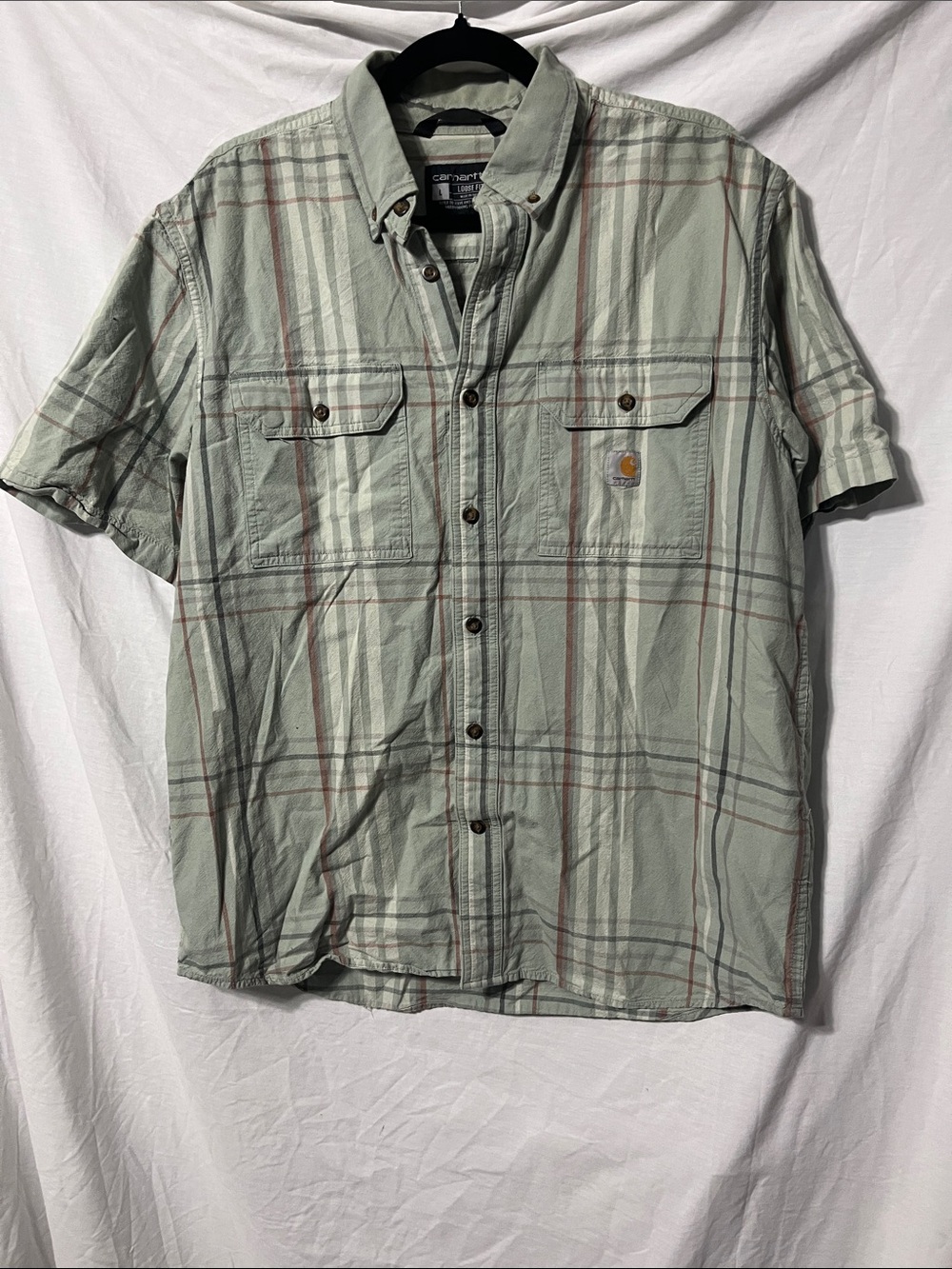 Carhartt Men's Short-Sleeve Plaid Work Shirt - Light Sage